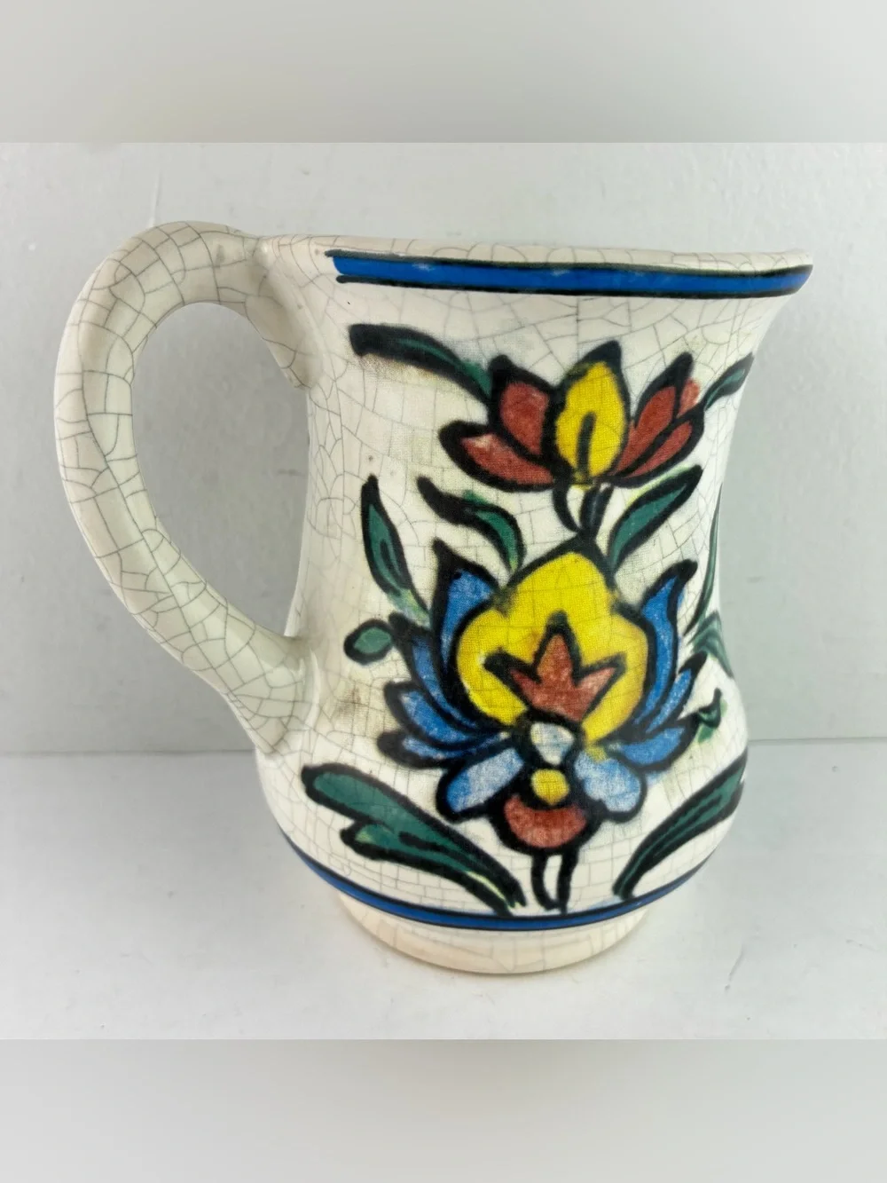 Pottery Barn Iznik Crackle Glaze Stoneware Small Pitcher